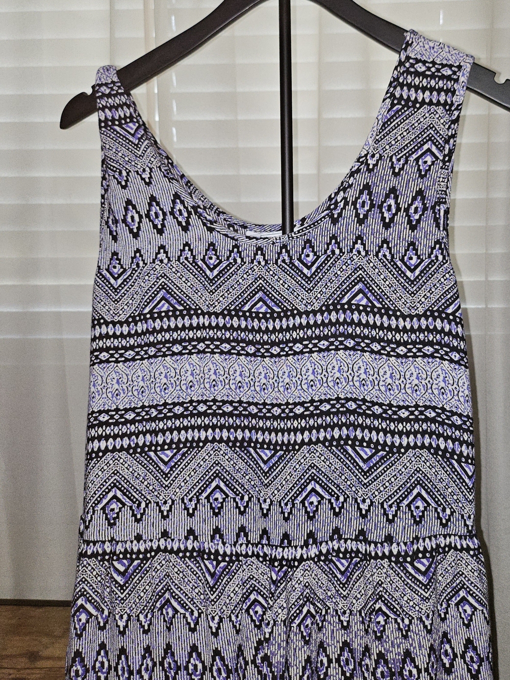 KEREN hart Black and Lavender Geometric Tank Dress